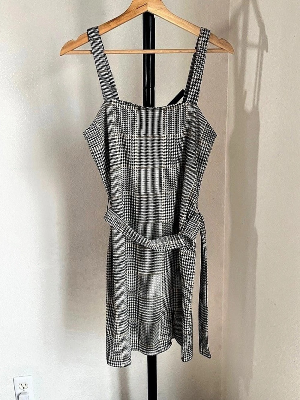 Just Polly Houndstooth Mini Dress in Black & White Like New